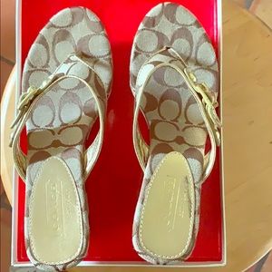 Coach wedge between the toe sandals